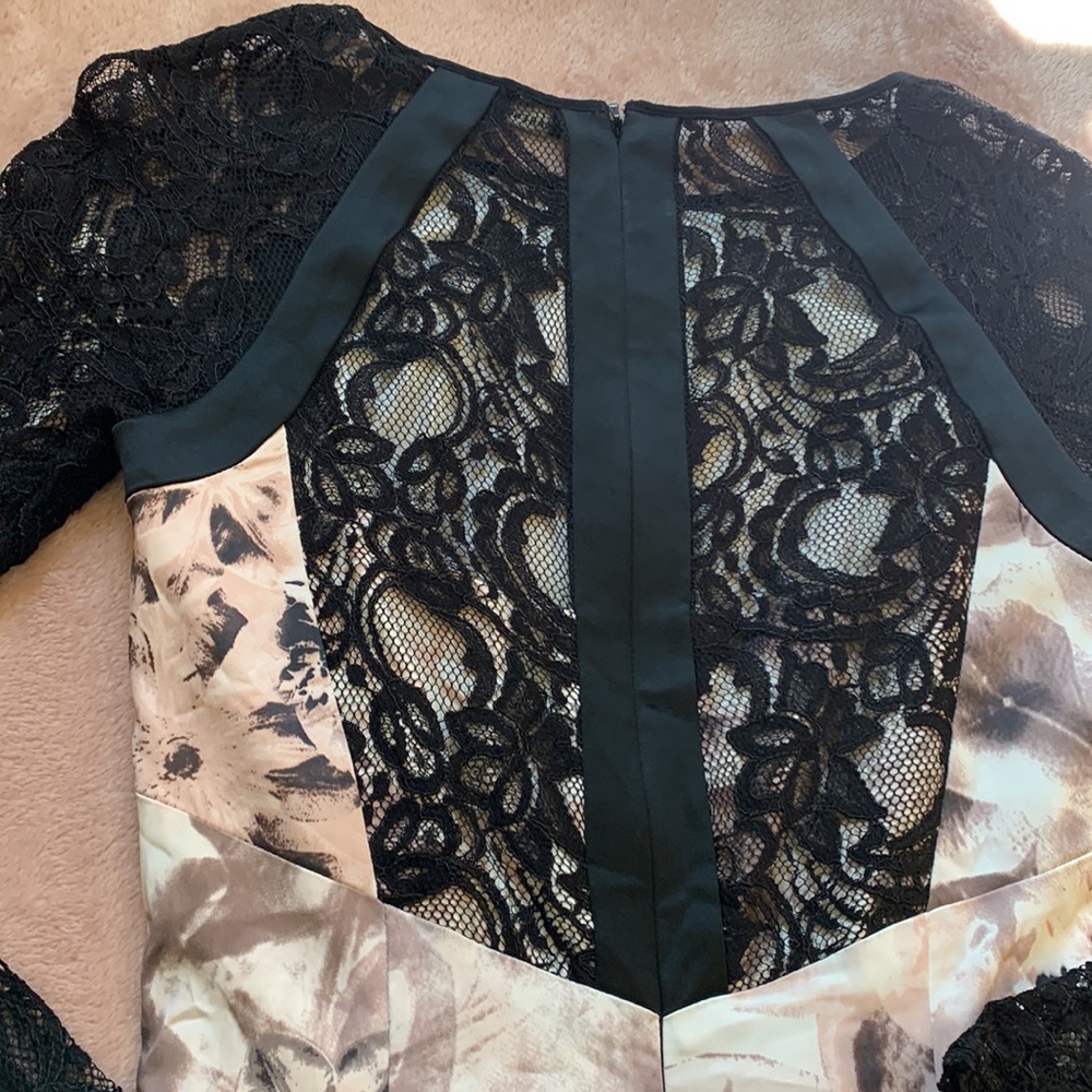 Karen Millen Black Lace long sleeve floral pencil midi dress - Picture 8 of 14